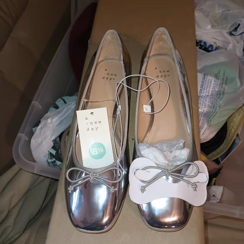 NEW A New Day™ Women's Joy Ballet Pumps Silver - Picture 4 of 8